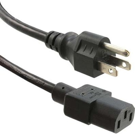 ENET 5-15P to C13 6ft Black External Power Cord / Cable NEMA 5-15P to IEC-320 C13 10A 6'