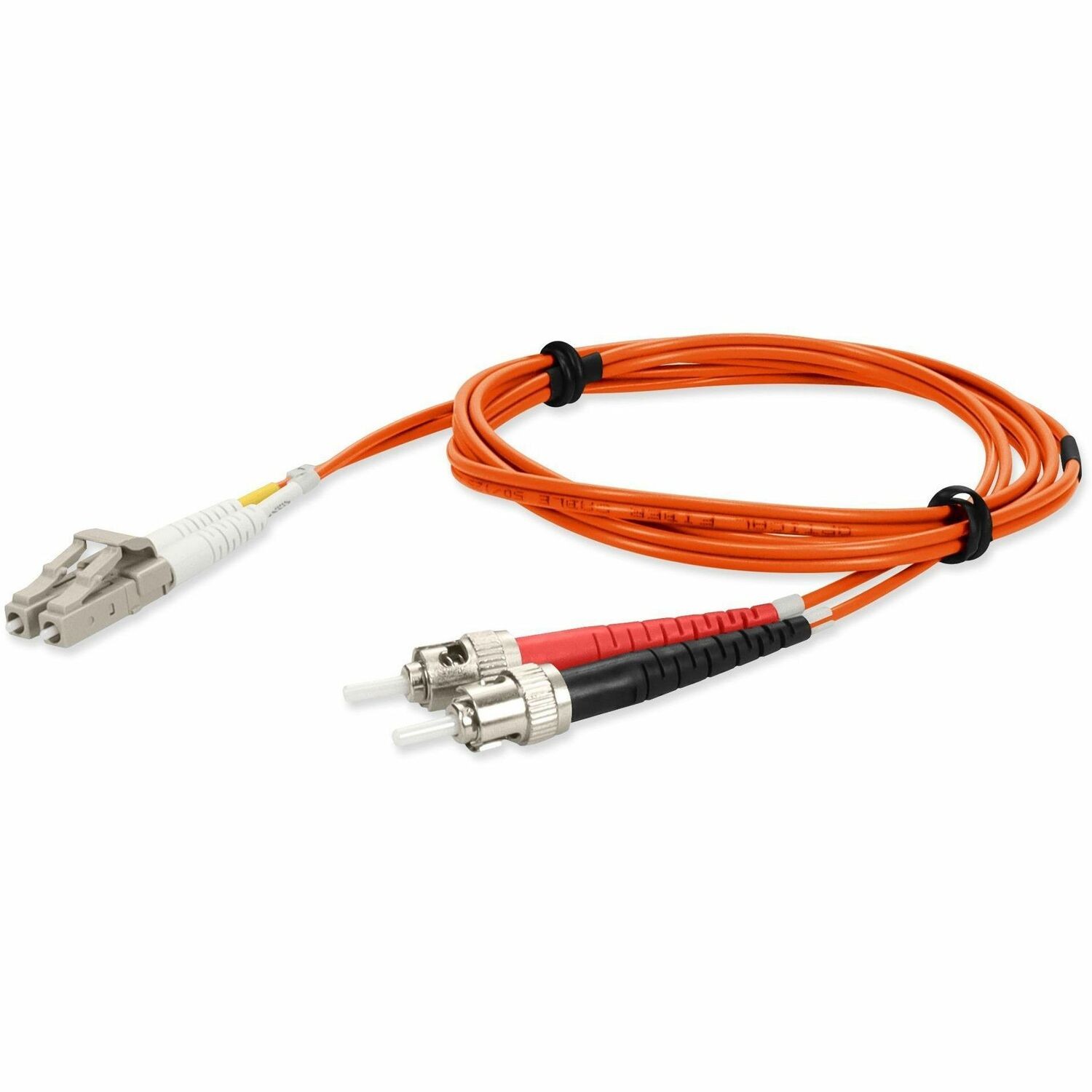 AddOn 2m LC to ST Orange OM4 Duplex OFNR (Riser-Rated) MMF (Multi Mode) Fiber Patch Cable, 50/125
