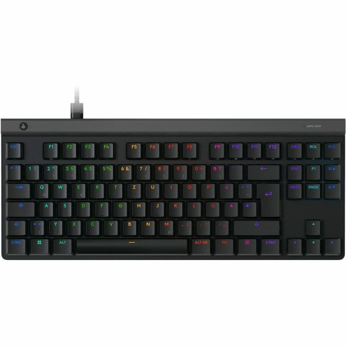Logitech G G515 TKL Gaming Keyboard - Cable Connectivity - USB Interface - RGB LED - German - QWERTZ Layout - Black