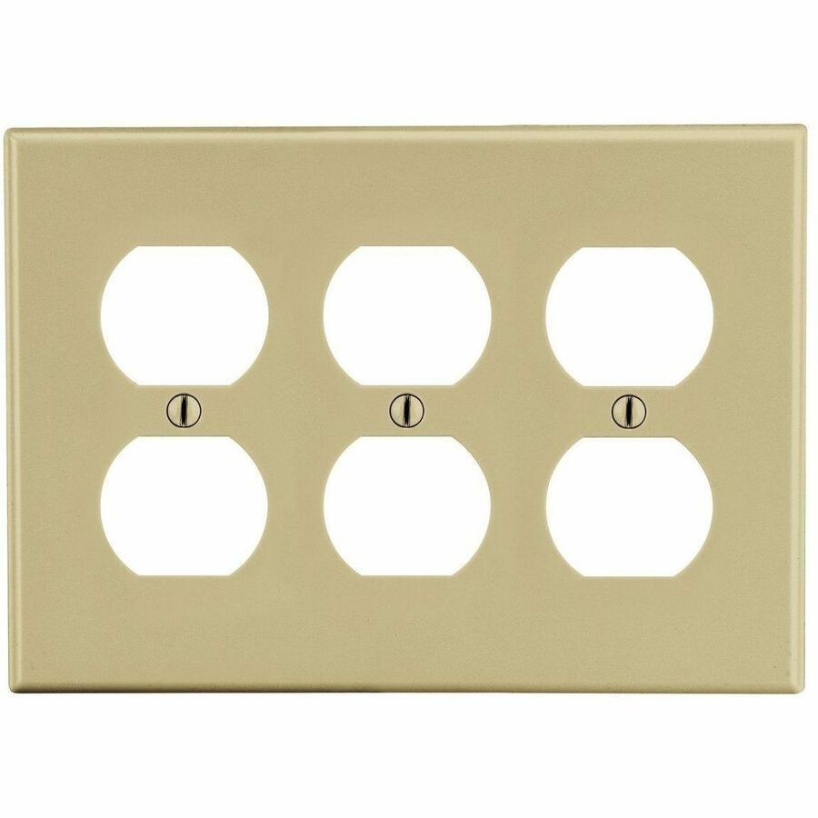 Hubbell Wallplate, 3-G, 3) Dup, Iv