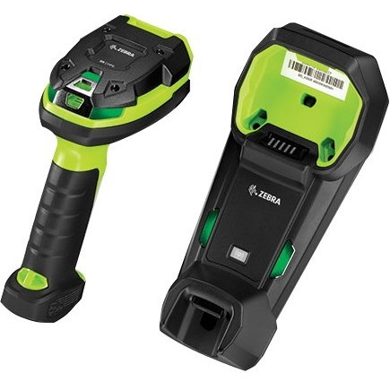 Zebra DS3608-ER Rugged Industrial, Manufacturing, Warehouse Handheld Barcode Scanner Kit - Cable Connectivity - Industrial Green - USB Cable Included