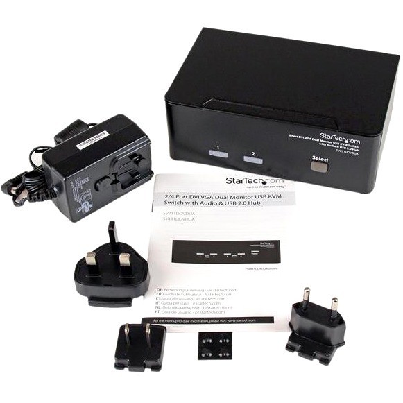 STARTECH 2 PORT DUAL DVI VGA KVM SWITCH USB WITH AUDIO 3YR