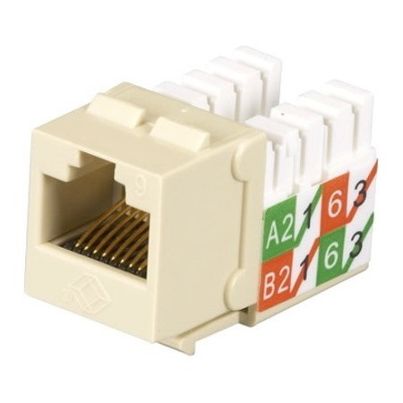 Black Box Ivory Unshielded CAT6 Keystone Jack, 110 Punchdown, TAA