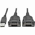 Eaton Tripp Lite Series 2-Port USB to DB9 Serial FTDI Adapter Cable with COM Retention (M/M), 6 ft. (1.83 m)