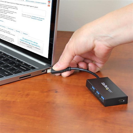 StarTech.com USB C Hub? 4 Port USB-C to USB-A (3x) and USB-C (1x)? Bus Powered USB Hub? USB Type C Hub? Port Expander