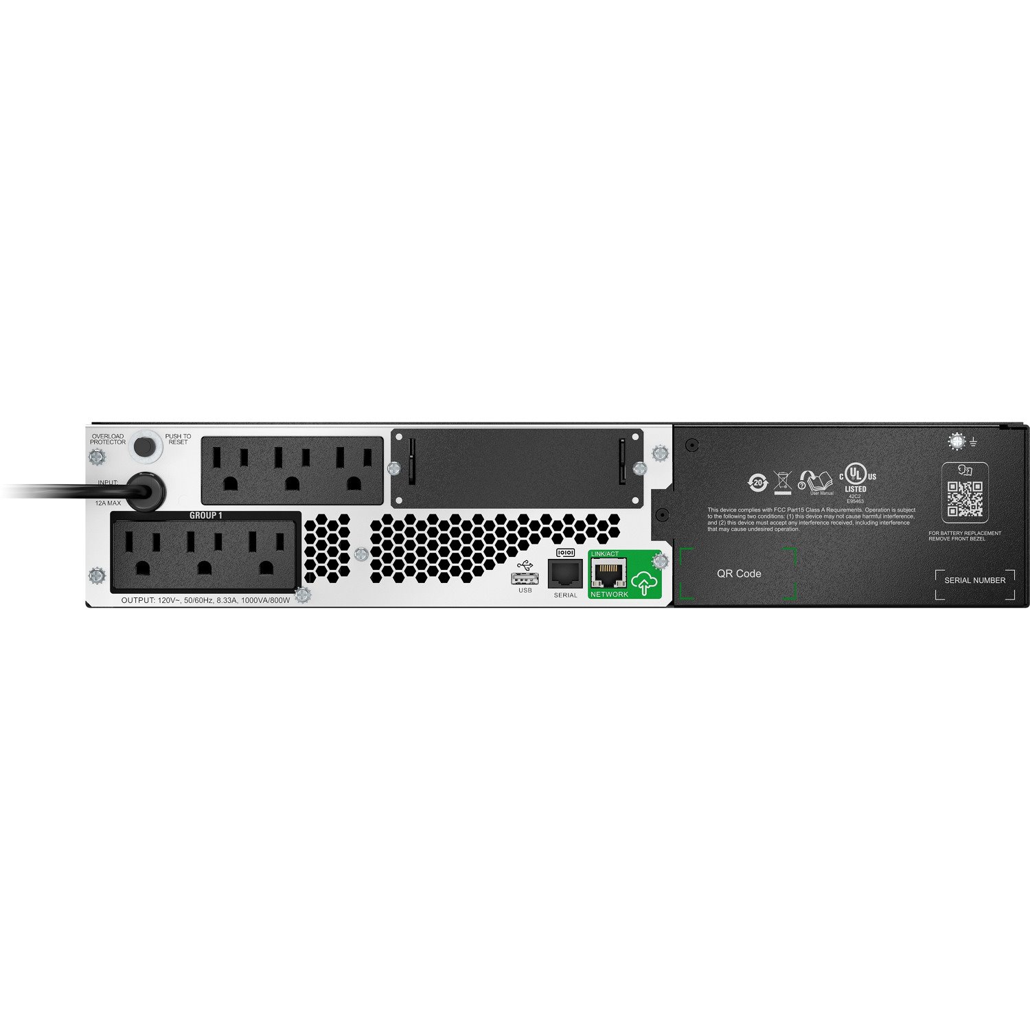 APC Smart-UPS, Line Interactive, 1000VA, Lithium-ion, Rack/Tower, 2U, 120V, 6x NEMA 5-15R outlets, SmartConnect Port+SmartSlot, Short Depth, AVR, LCD