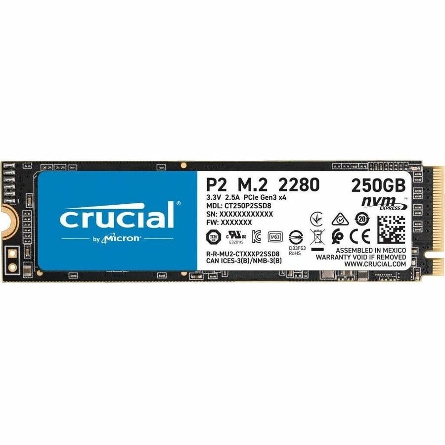 CRUCIAL/MICRON - IMSOURCING P2 CT250P2SSD8 250 GB Solid State Drive - M.2 2280 Internal - PCI Express NVMe (PCI Express NVMe 3.0 x4)