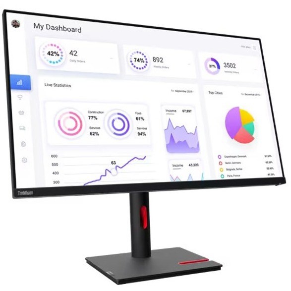 Lenovo ThinkVision T32p-30 32" Class 4K UHD LED Monitor - 16:9 - Raven Black