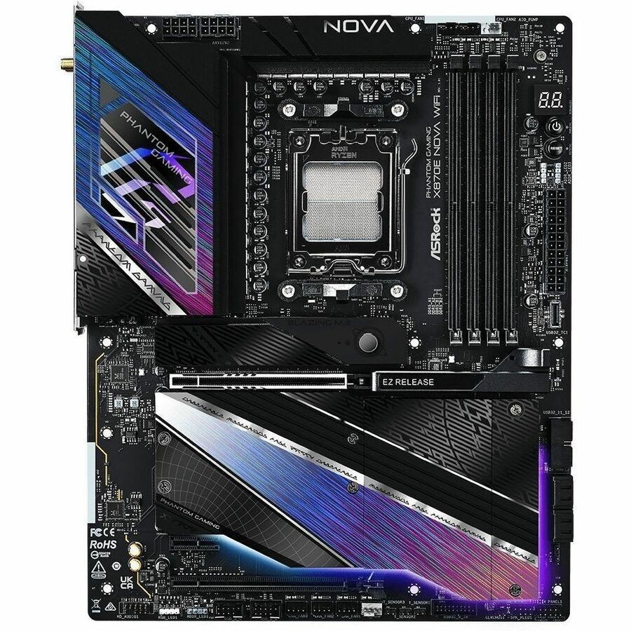 Phantom Gaming X870E NOVA WIFI Gaming Desktop Motherboard - AMD X870E Chipset - Socket AM5 - ATX
