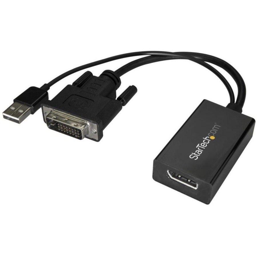 StarTech.com DVI to DisplayPort Adapter with USB Power - DVI-D to DP Video Adapter - DVI to DisplayPort Converter - 1920 x 1200