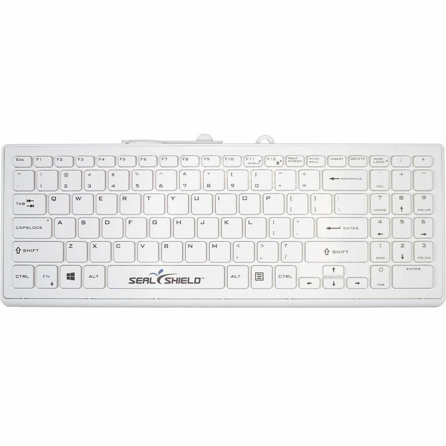 Seal Shield Cleanwipe Pro Keyboard - Cable Connectivity - USB 3.0 Interface - LED - English (US) - QWERTY Layout - White