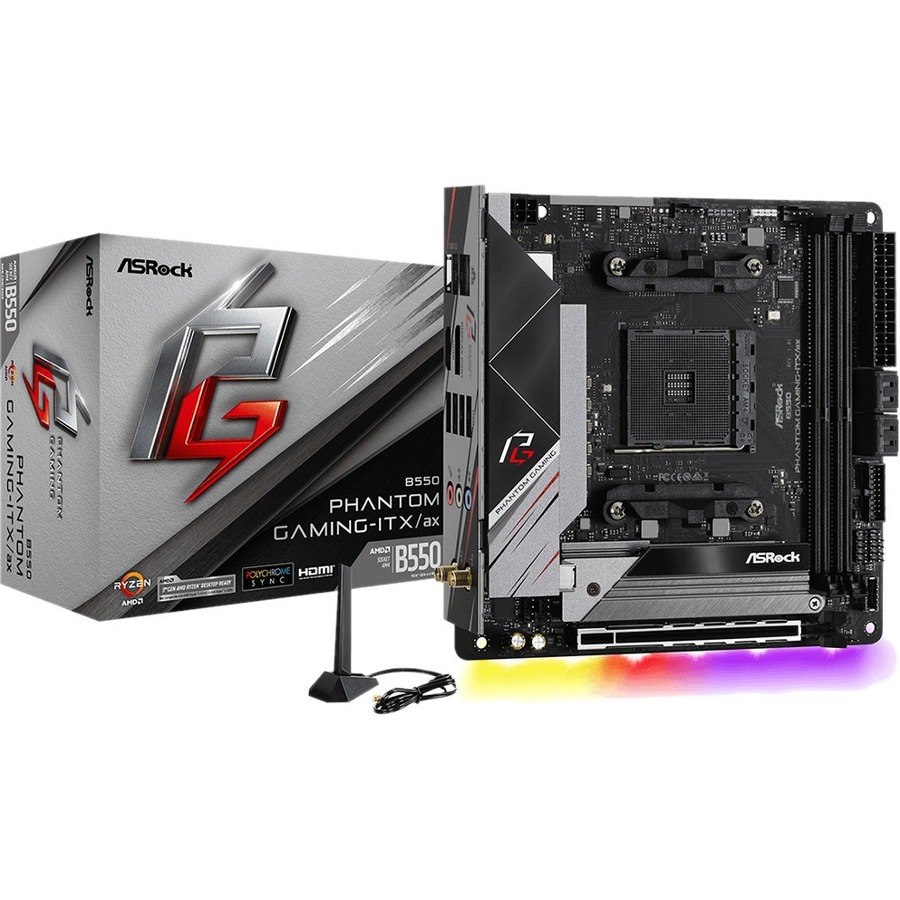 ASRock B550 Phantom Gaming-ITX/ax Desktop Motherboard - AMD B550 Chipset - Socket AM4 - Mini ITX