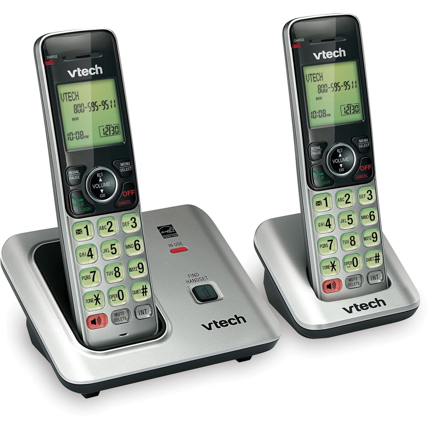 VTech CS6619-2 DECT 6.0 Cordless Phone - Black, Silver