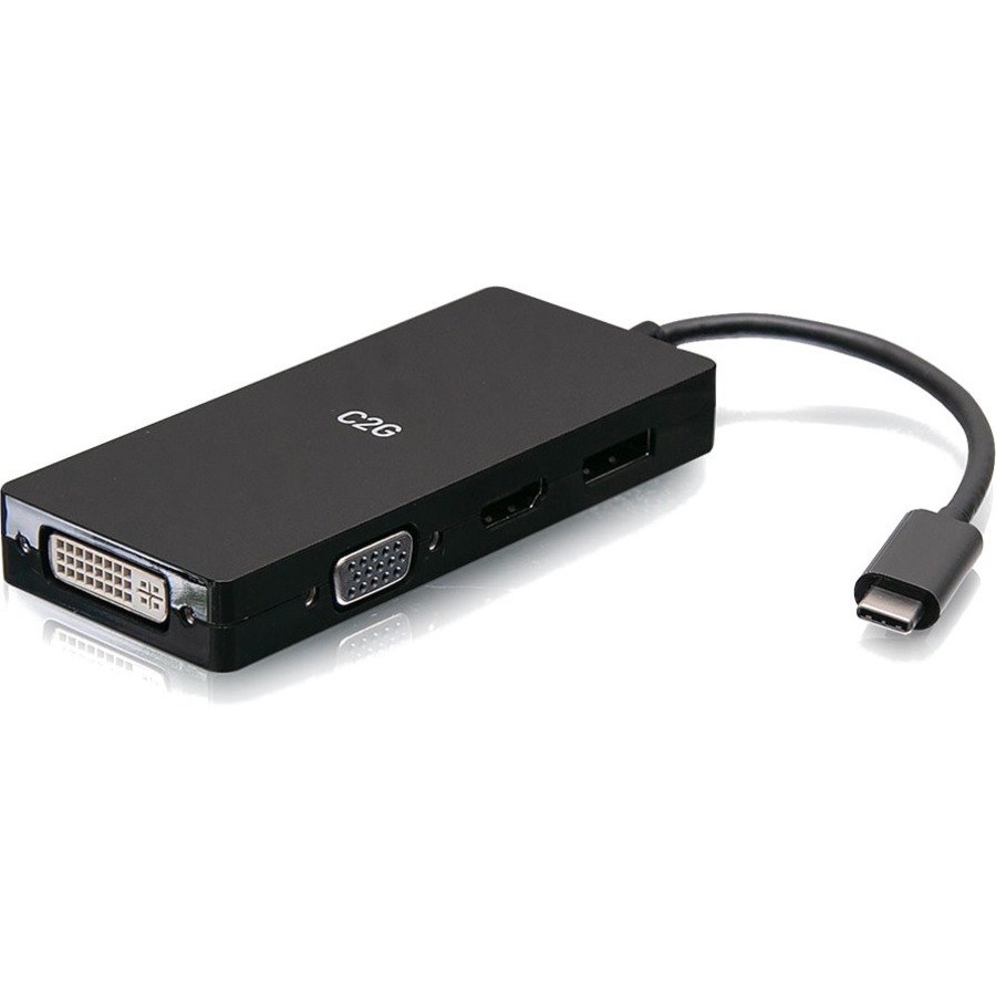 C2G USB C Multiport Adapter with HDMI, DisplayPort, DVI & VGA - 4K 60Hz