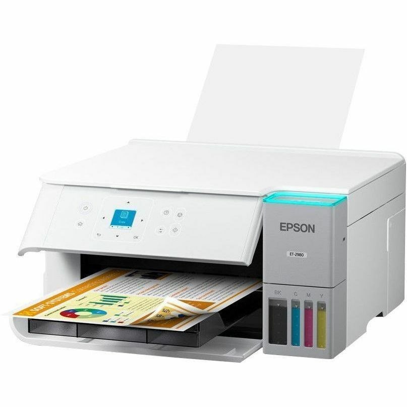 Epson ET-2980 Wired & Wireless EcoTank Inkjet Multifunction Printer - Color - White