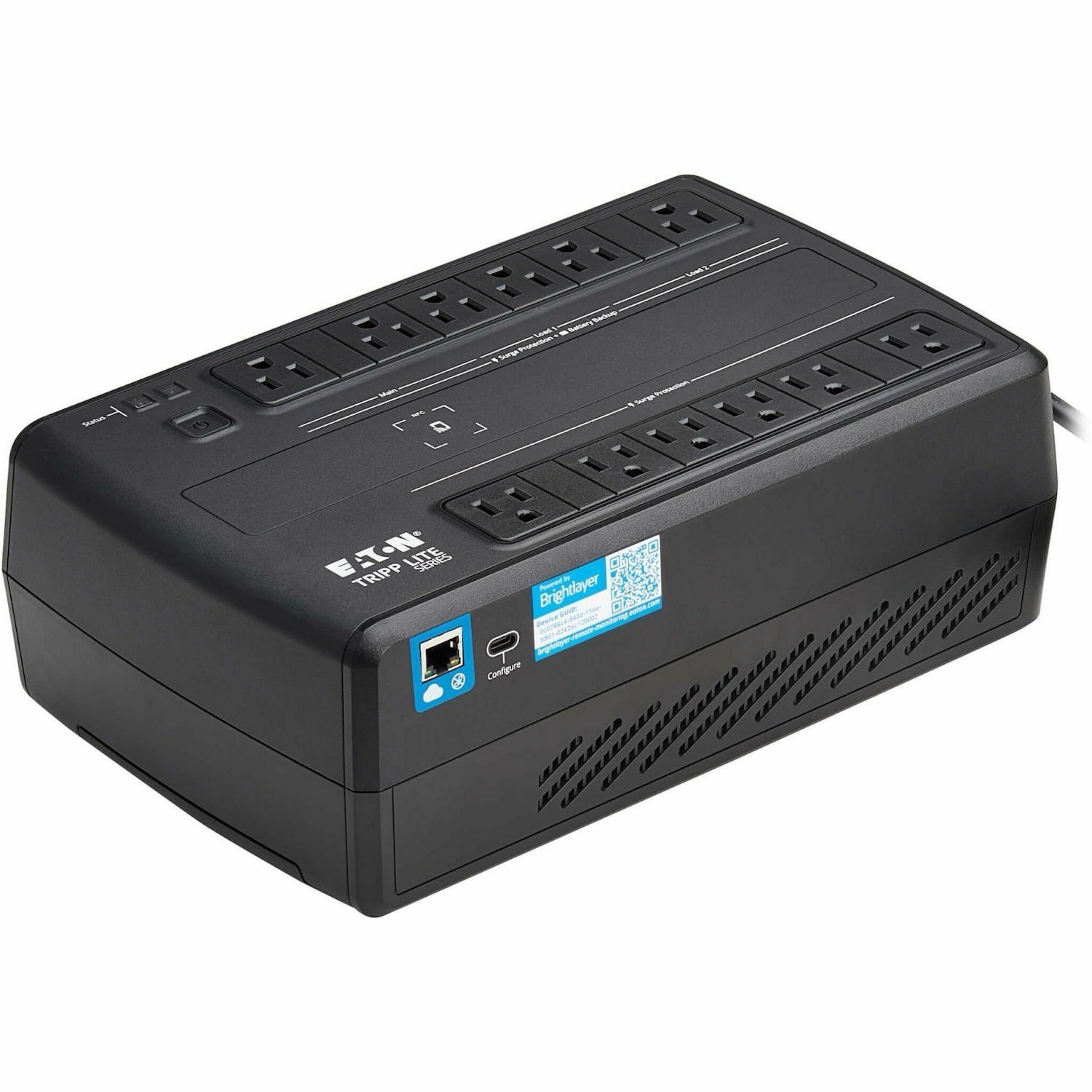 Eaton Tripp Lite Series 750VA 450W 120V Line-Interactive Cloud-Connected UPS with Remote Monitoring, 12 NEMA 5-15R Outlets (6 Surge + 6 Surge and Battery Backup), 5-15P Plug, Desktop