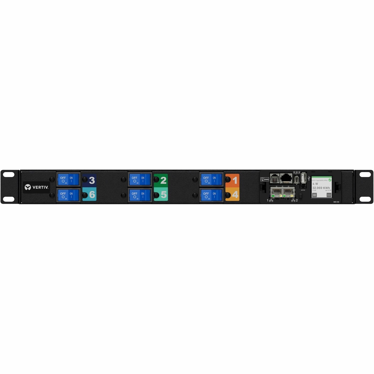 Vertiv PowerIT Monitored rPDU, 277/480V 30A, 12 Saf-D-Grid Series 400, IEC 60309 3P+N+E IP67-Plug, ETL c-ETL Listed TAA-Compliant, 1U Rack VP4N31A6