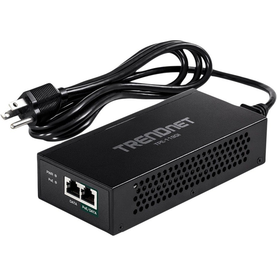 TRENDnet Gigabit PoE++ Injector, Convert A Non-PoE Port to A PoE++ Gigabit Port, PoE (15.4W), PoE+ (30W), Or PoE++ (95W), Up to 100m (328 ft), Integrated Power Supply, Black, TPE-119GI