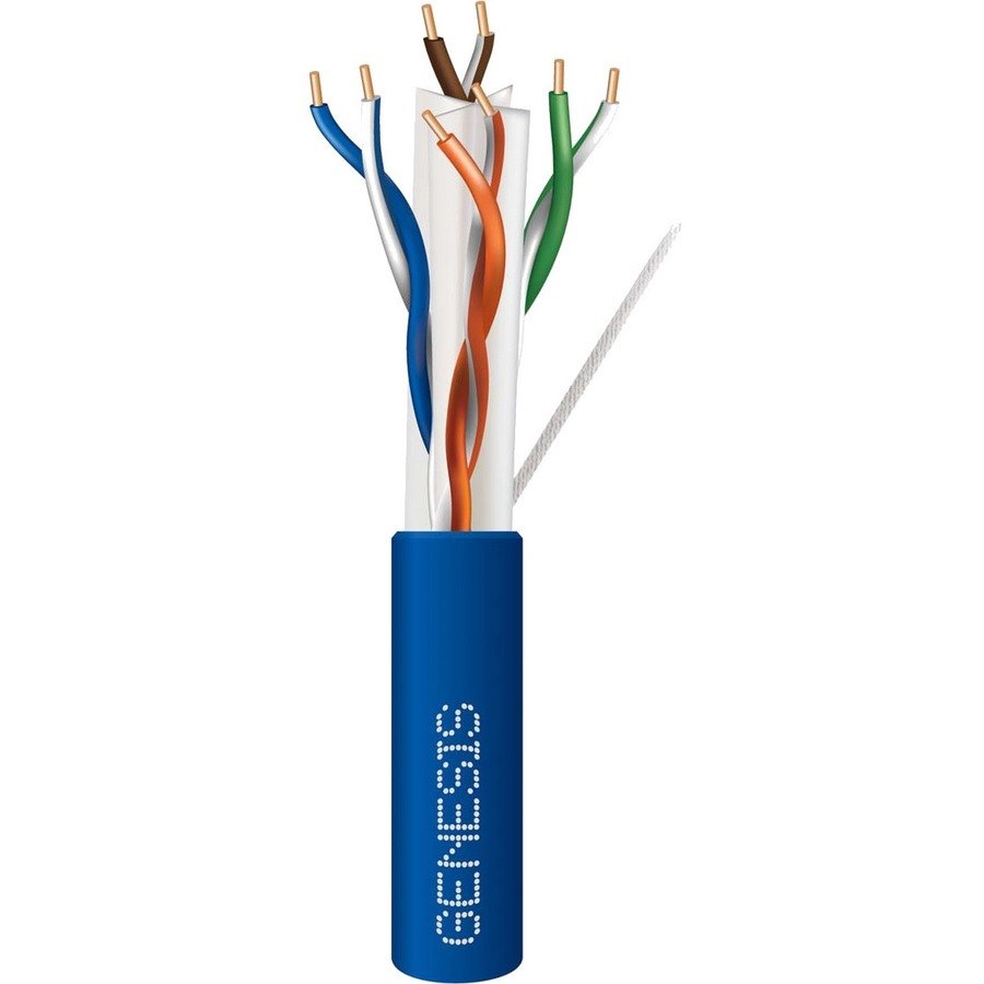 23/4-Pair Cat 6 Plus Unshielded (U/UTP) Networking Cable, Plenum, CMP, FT6, 500' (152.4 m) Reel-in-a-Box, Blue
