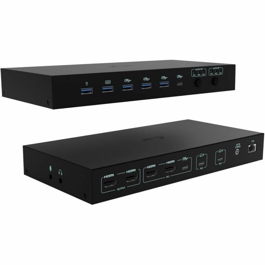 I-Tec Usb-C KVM Docking Station For 3 Hosts Dual Display Power D