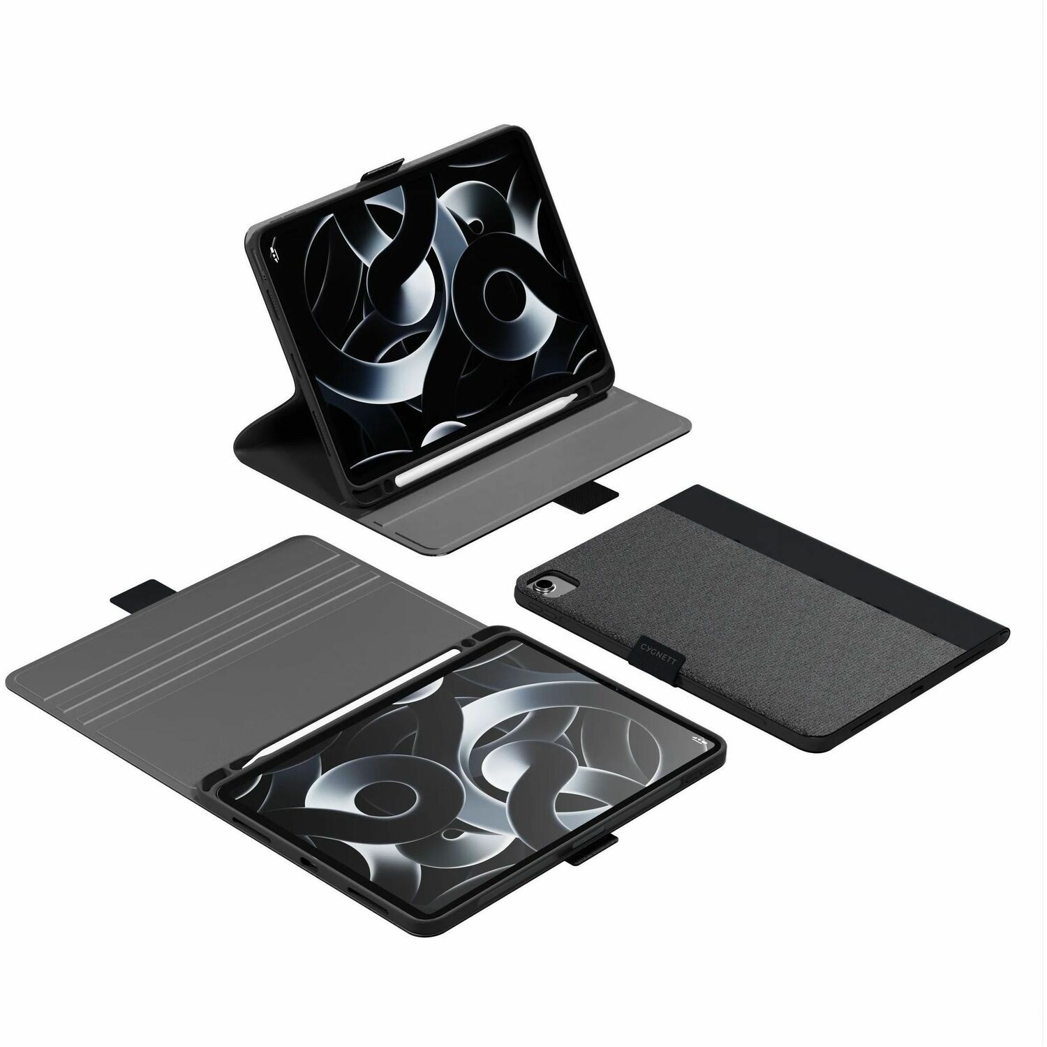Cygnett TekView Apple iPad Air (13') (M2/M3) / iPad Pro '12.9' (6TH/5TH/4TH/2ND/3RD Gen) Case -Black(CY4977TEKVI),Multi Viewing Stand, 2Years Warranty