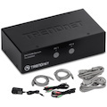 TRENDnet 2-Port DVI KVM Switch with Audio, Manage Two PC's, Hot-Keys, USB 2.0, Metal Housing, Use with a DVID-D Monitor, TK-222DVK