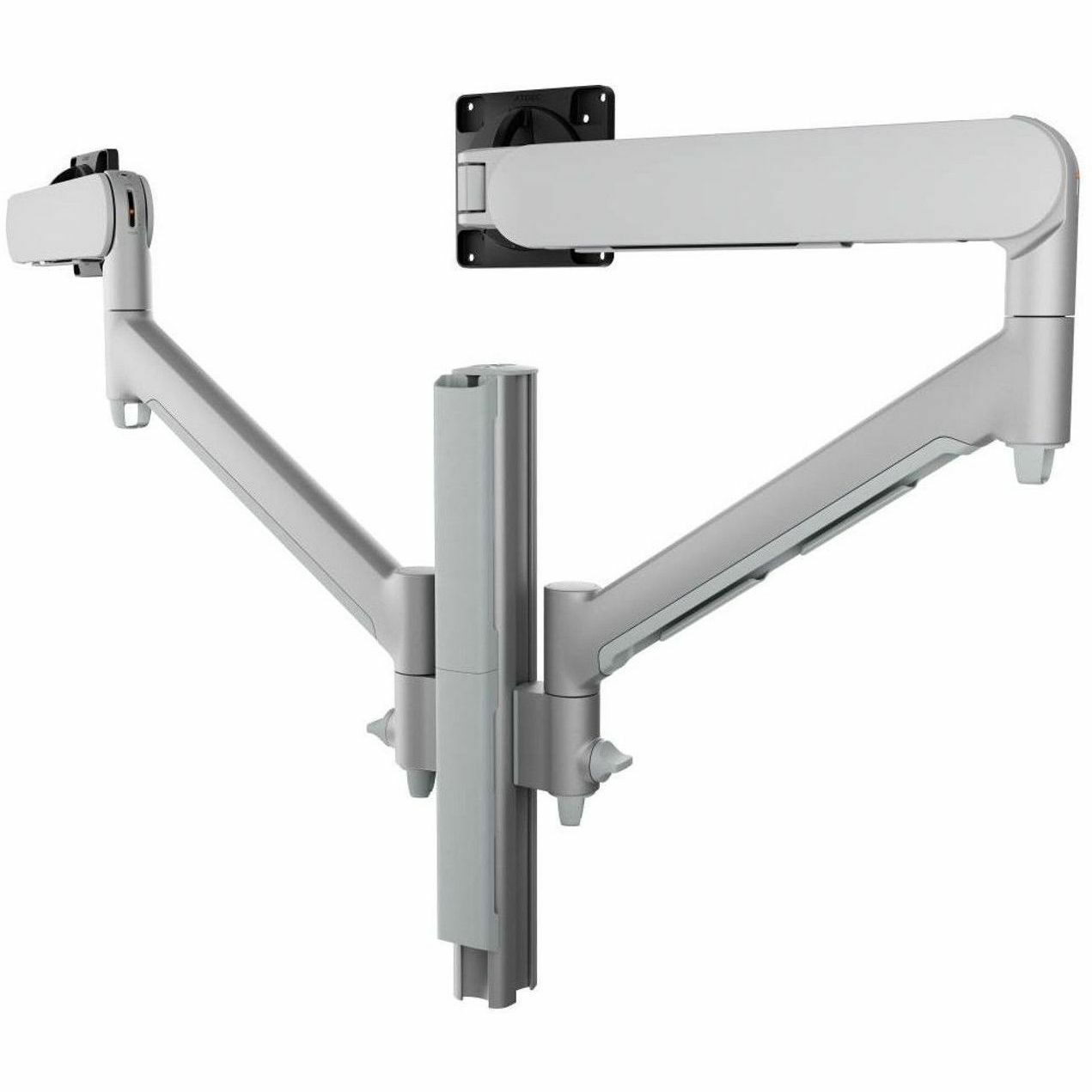 Atdec Awms-2-D40 Dual Dynamic Monitor Arms On 400MM Post. Max Load: 8KG, Heavy Duty F-Clamp Desk Fixing, Vesa Up To 100X100. Silver.