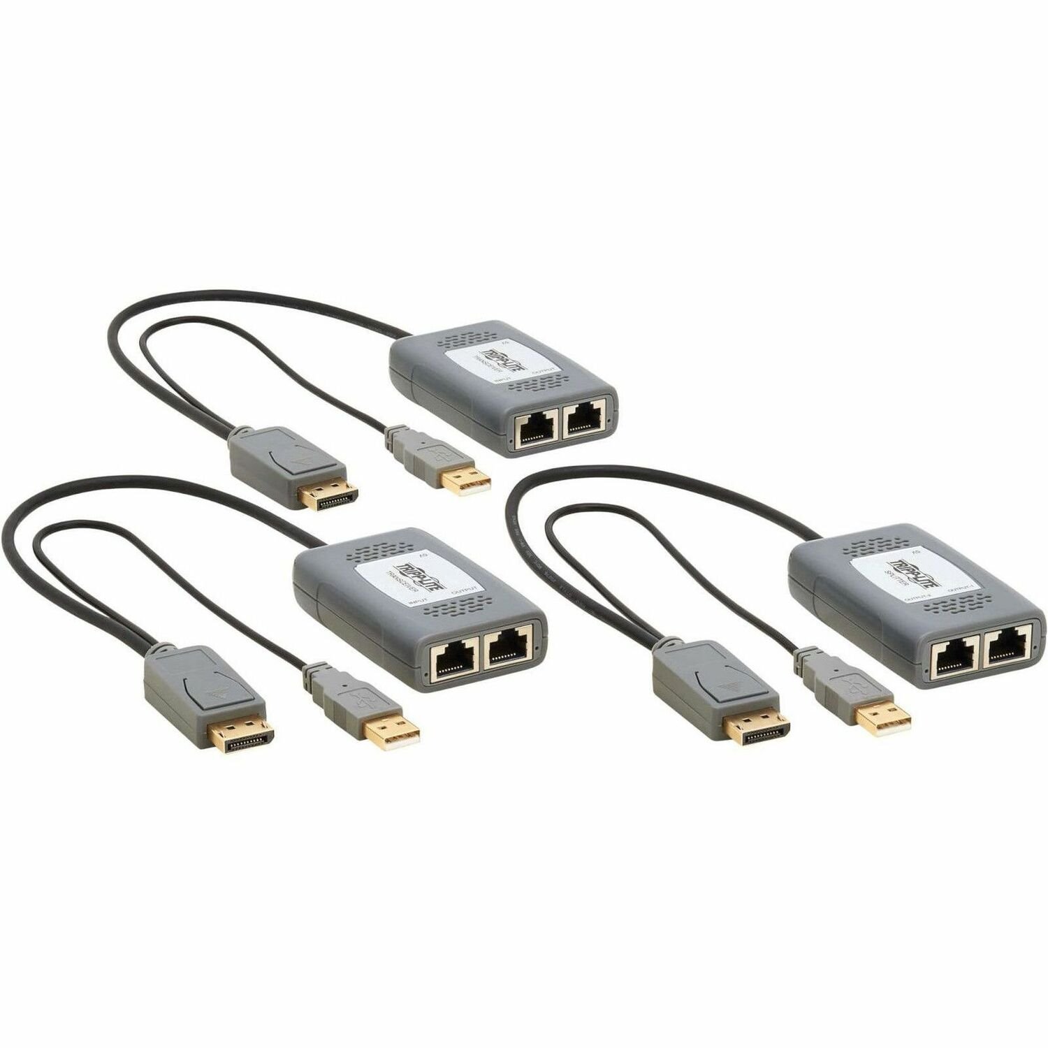 Eaton Tripp Lite Series 2-Port DisplayPort over Cat6 Extender Kit, Pigtail Transmitter/2x Receivers, 4K 60 Hz, HDR, 4:4:4, 230 ft. (70.1 m), TAA