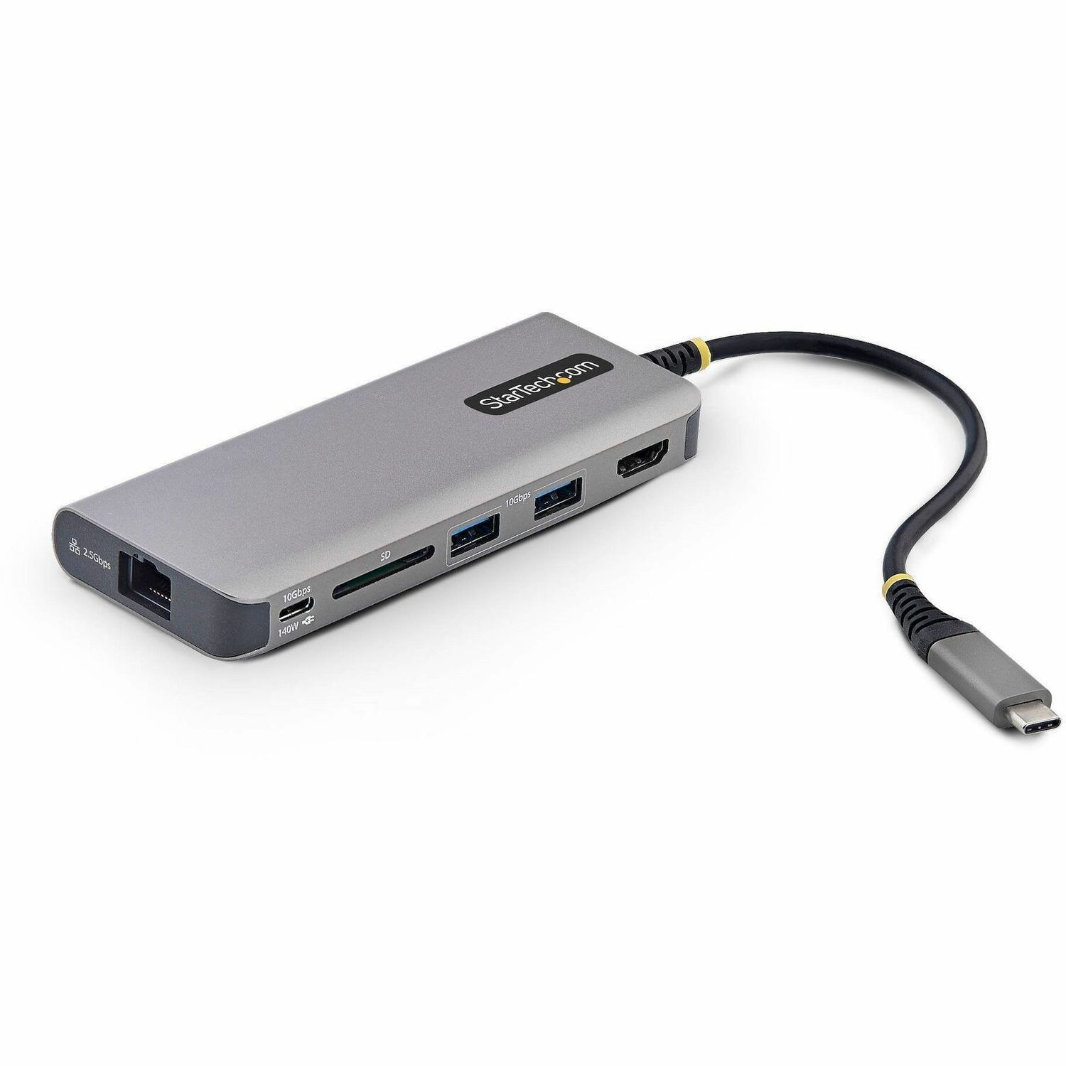 StarTech USB-C to HDMI Multiport Adapter with 140W PD Charging, 4K 60Hz, 3-Port USB 10Gbps Hub, SD Card Slot, Type-C Mini Dock