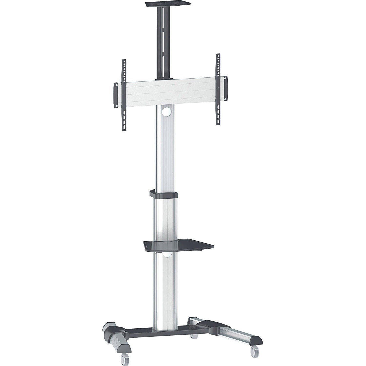 Manhattan TV & Monitor Mount, Trolley Stand, 1 screen, Screen Sizes: 37-65" , Silver, VESA 200x200 to 600x400mm, Max 50kg, LFD, Lifetime Warranty