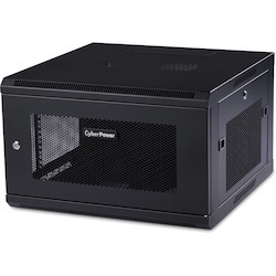 CyberPower CR6U61001 6U Wall Mountable Rack Cabinet for LAN Switch, Patch Panel - 482.60 mm Rack Width x 566.42 mm Rack Depth - Black Powder Coat