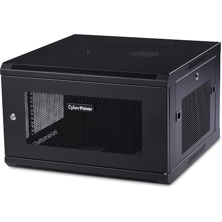 CyberPower CR6U61001 6U Wall Mountable Rack Cabinet for LAN Switch, Patch Panel - 482.60 mm Rack Width x 566.42 mm Rack Depth - Black Powder Coat