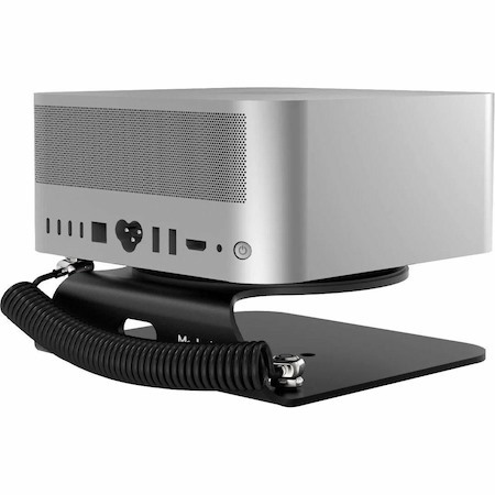 Mac Studio Security Stand with Dual Head Coiled Cable Keyed Lock Black