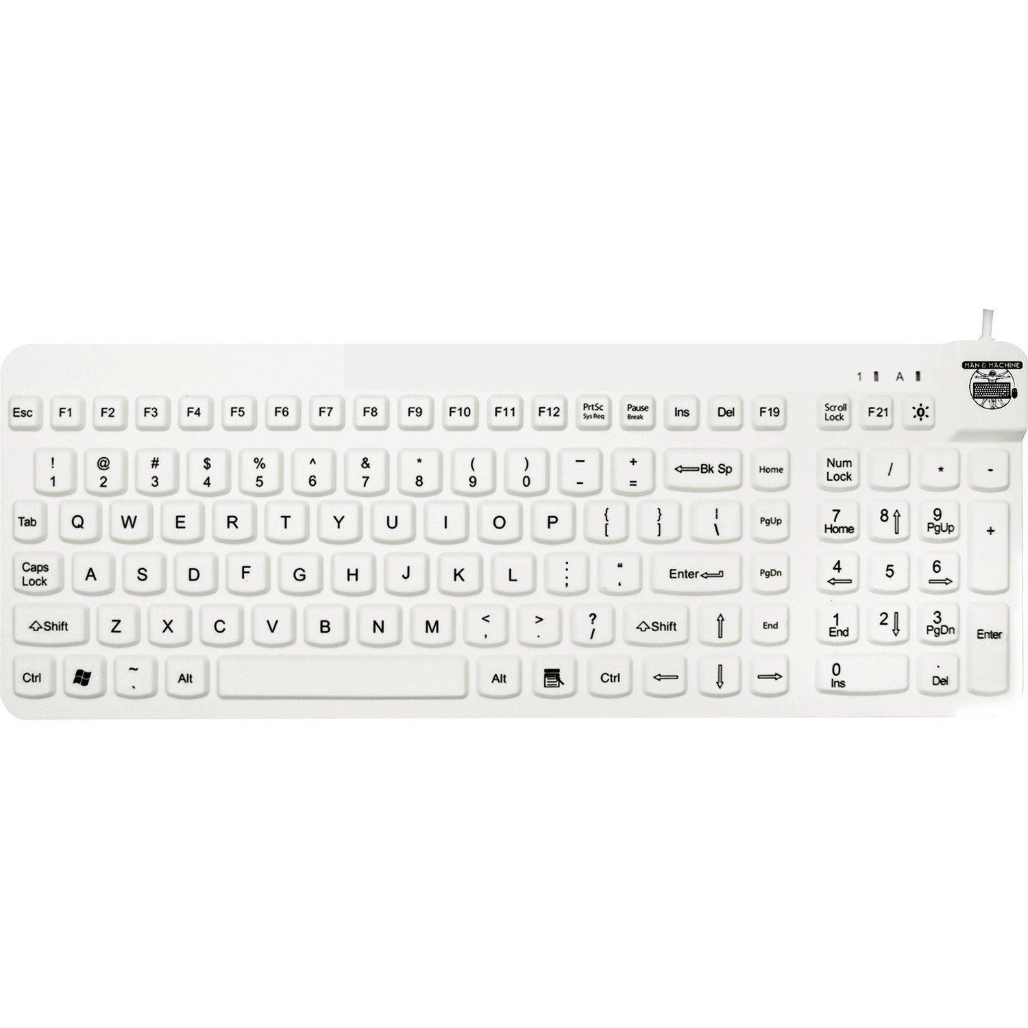 Man & Machine Premium Full Size Waterproof Disinfectable Keyboard