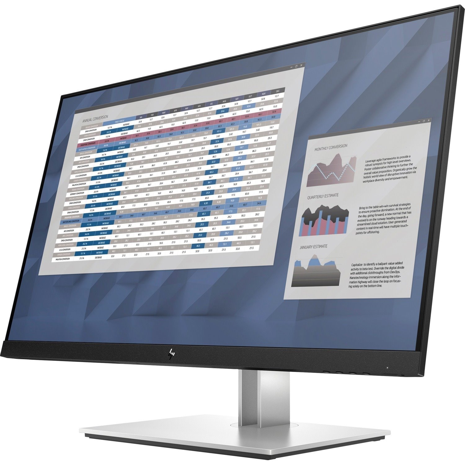 HP E27 G4 27" Class Full HD LCD Monitor - 16:9 - Silver, Black