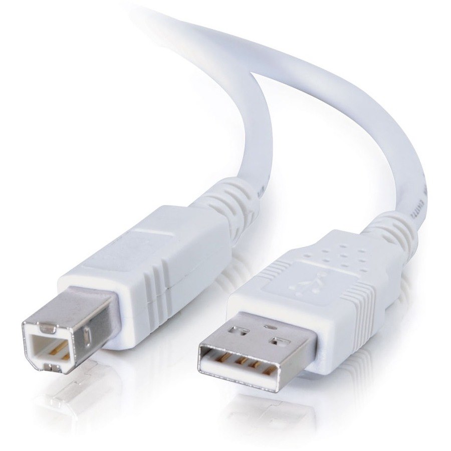 C2G 6.6ft USB to USB B Cable - USB A to USB B - USB 2.0 - White - M/M