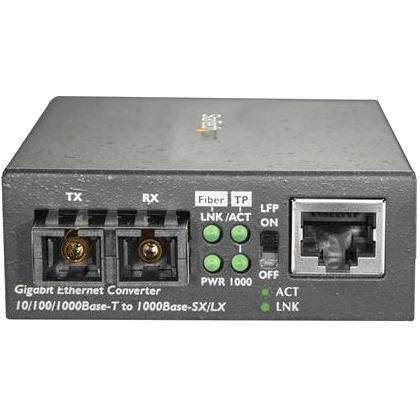 StarTech.com Single Mode SC Fiber Ethernet Media Converter - 1000BASE-LX Gigabit Fiber Optic to Copper Bridge - 10/100/1000 Network 10km