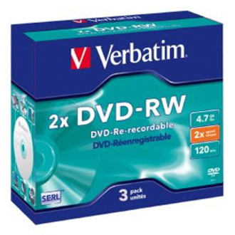 Verbatim DVD Rewritable Media - DVD-RW - 2x - 4.70 GB - 3