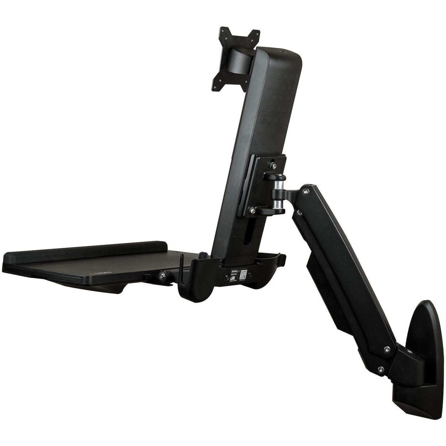 StarTech.com Wall Mount Workstation, Full Motion Standing Desk, Ergonomic Height Adjustable Monitor & Keyboard Tray Arm, For VESA Display