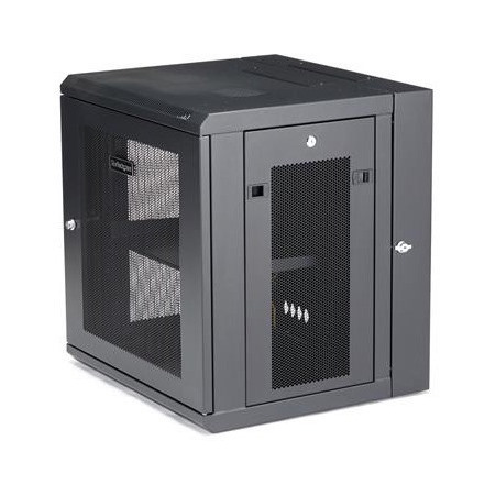 StarTech.com 4-Post 12U Wall Mount Network Cabinet, 19" Hinged Wall-Mounted Server Rack for IT Equipment, Flexible Lockable Rack Enclosure