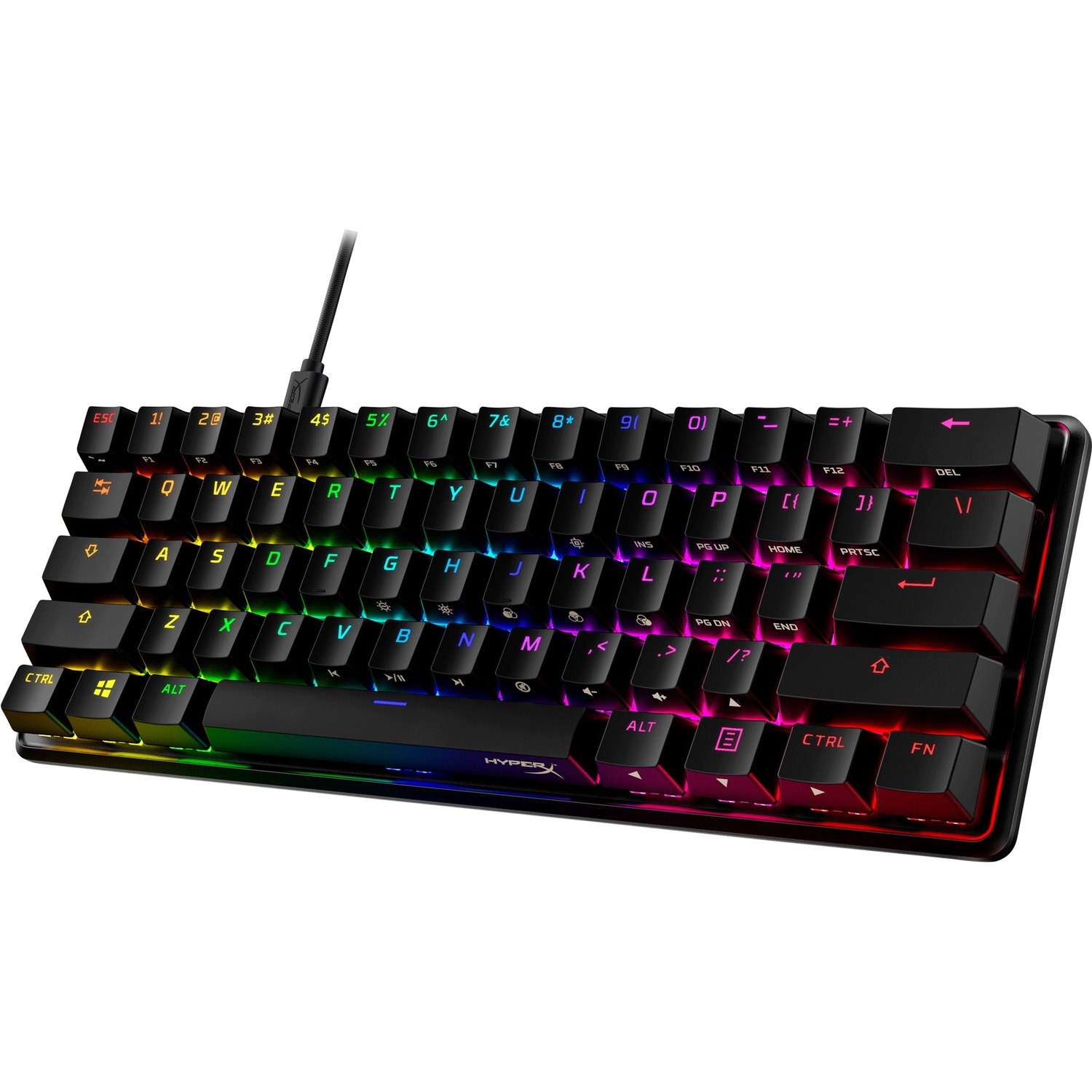 HyperX Alloy Origins 60 Gaming Keyboard - Cable Connectivity - USB Type C Interface - RGB LED - English (US) - Black