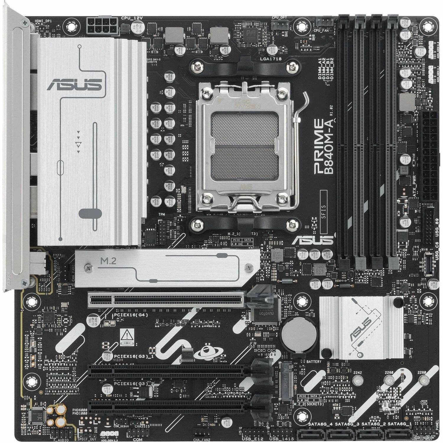 Asus Prime B840M-A-CSM Gaming-Desktop-Motherboard - AMD B840 Chipsatz - Buchse AM5 - Micro ATX