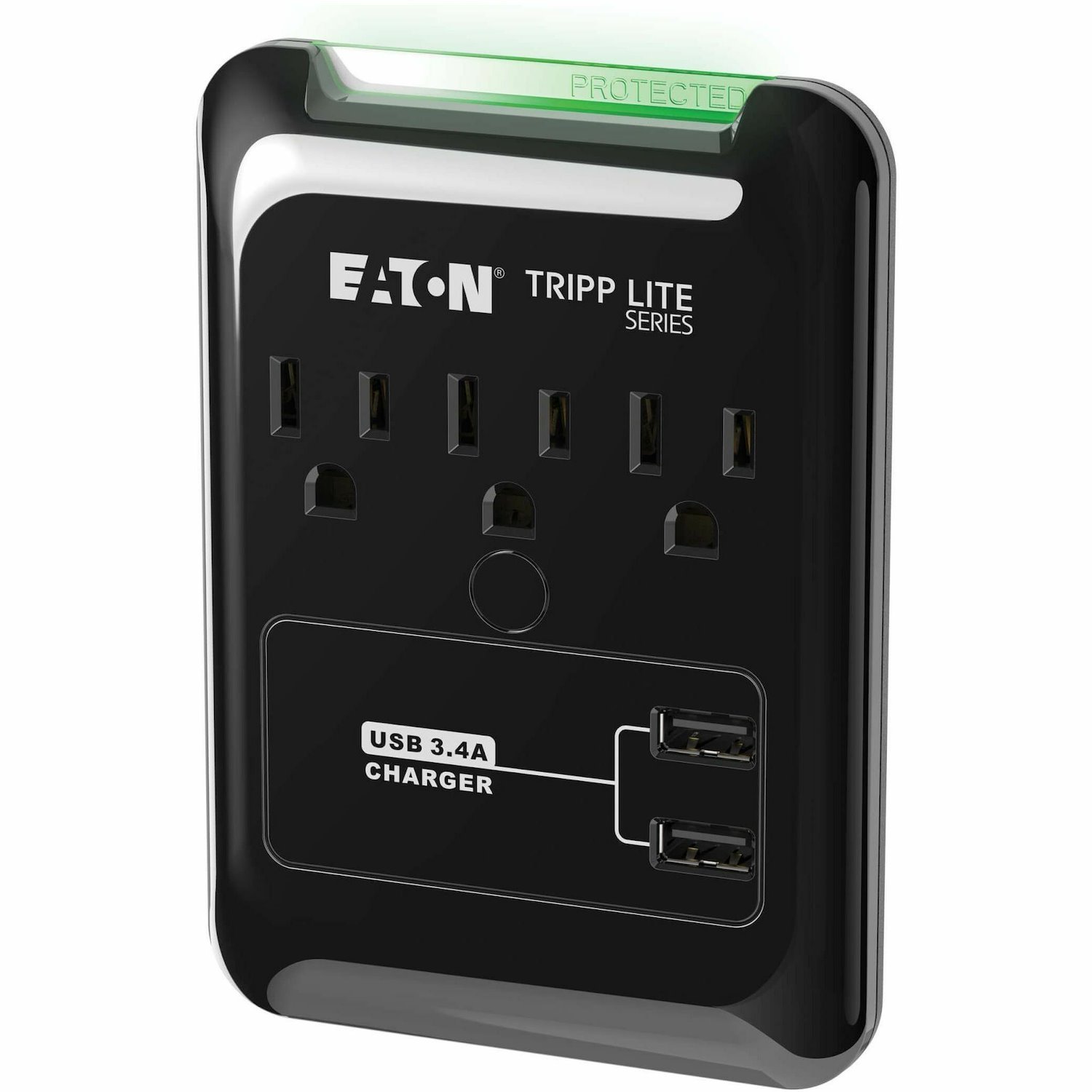 Tripp Lite by Eaton Protect It! 3-Outlet Surge Protector, Direct Plug-In, 540 Joules, 3.4 A USB Charger, Diagnostic LED