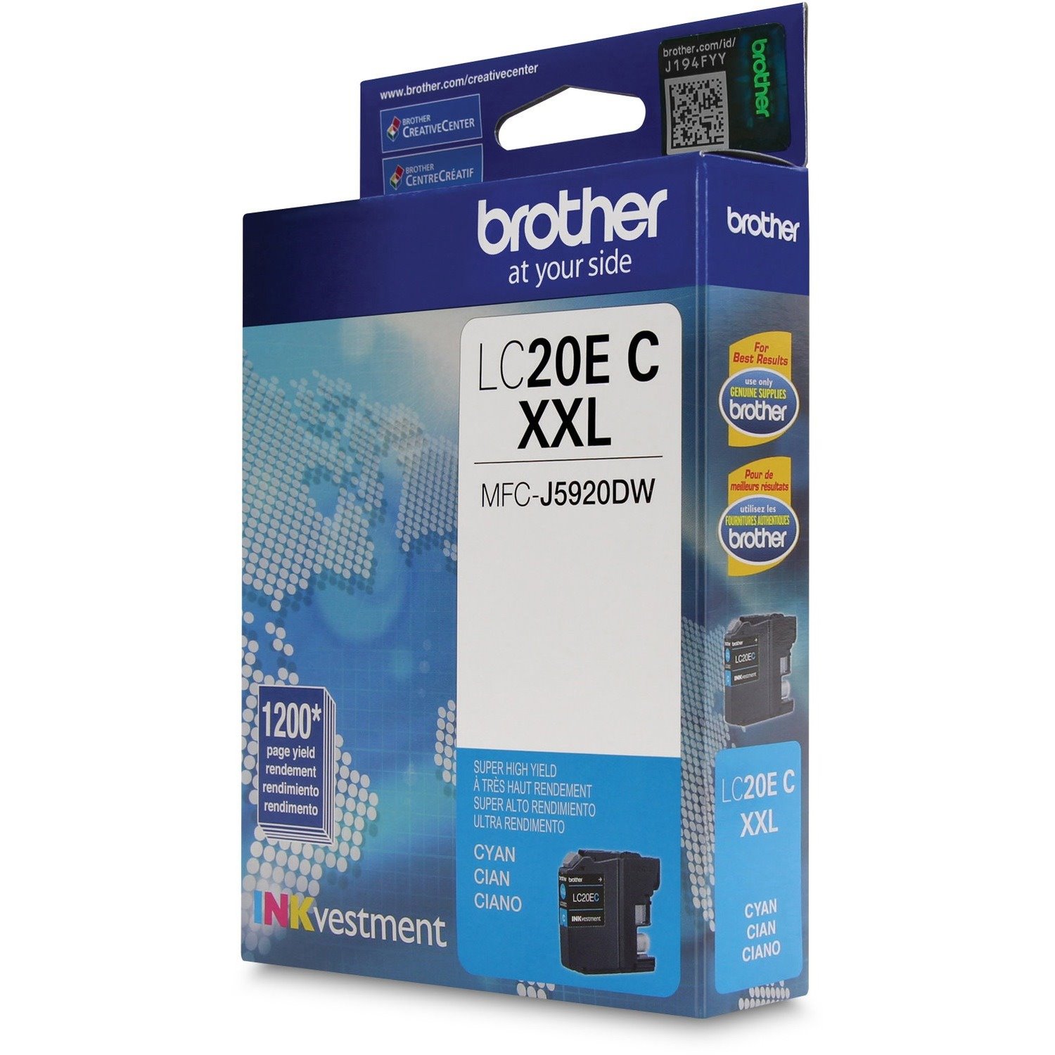Brother INKvestment LC20ECS Original Super High (XXL Series) Yield Inkjet Ink Cartridge - Cyan - 1 Each