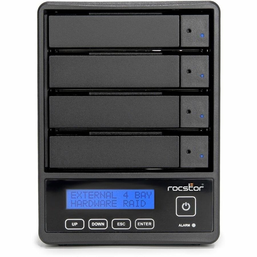 Rocpro U35 Professional 96TB RAID Drive - 24x4TB HDD - 7200 RPM - RAID 0/5/JBOD - USB 3.2 Gen 1 - 4-Bay - Hot Swap Tray - Mac/PC - Black - TAA