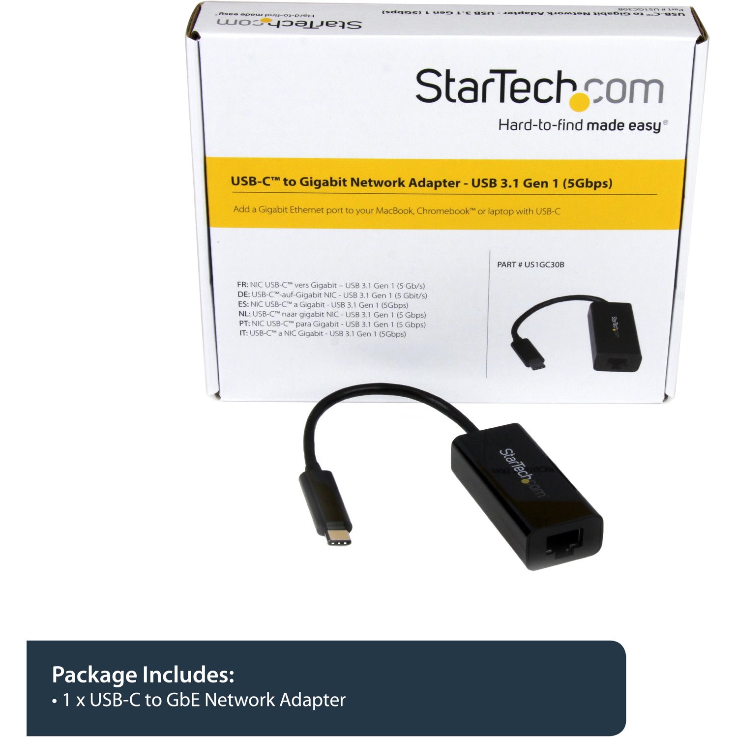 StarTech.com USB C to Gigabit Ethernet Adapter - Thunderbolt 3 - 10/100/1000Mbps - Black