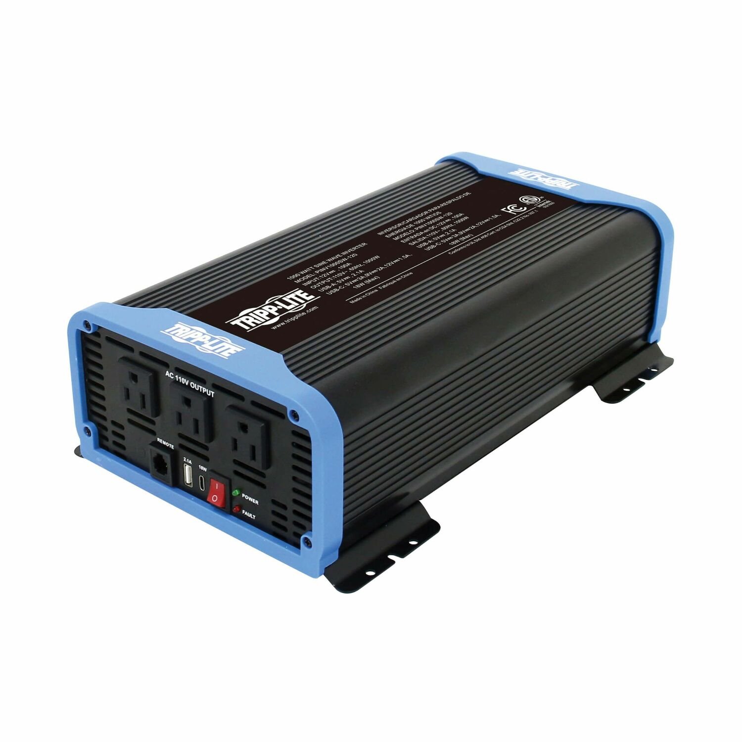 Eaton Tripp Lite Series 1500W Compact Power Inverter - 3x 5-15R, USB Charging, Pure Sine Wave, Wired Remote