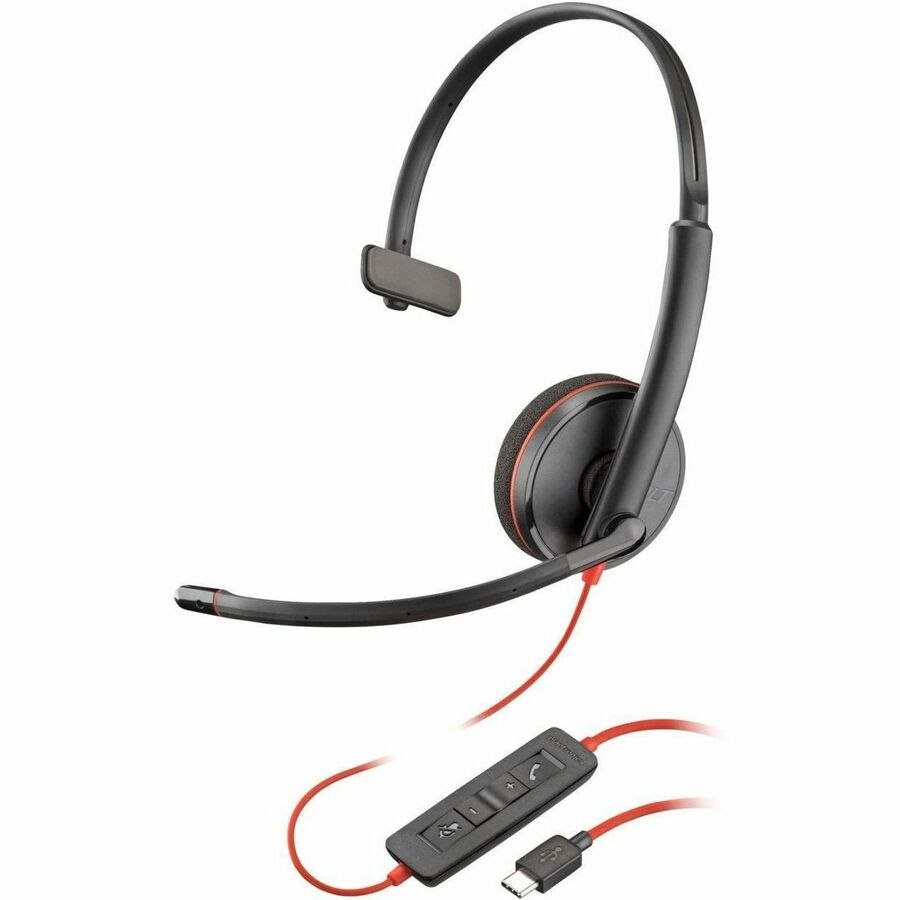 Poly Blackwire 3210 Monaural Headset +USB-C/A Adapter TAA