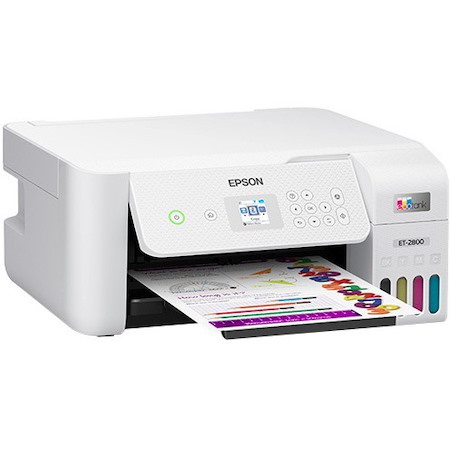 Epson EcoTank ET-2800 Inkjet Multifunction Printer-Color-Copier/Scanner-5760x1440 Print-120 sheets Input-Color Scanner-1200 Optical Scan-Wireless LAN-Epson Smart Panel App-Epson iPrint-Epson Remote Print-Apple AirPrint-Mopria