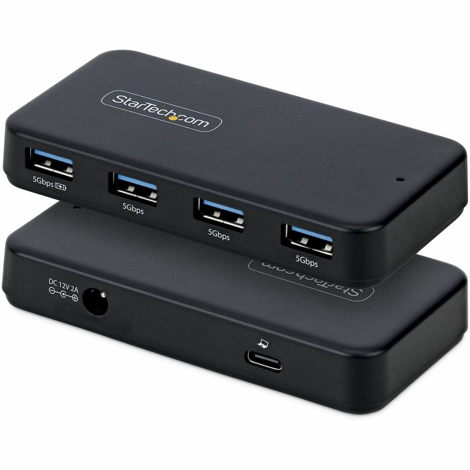 StarTech 4-Port USB-A Hub, 5Gbps, Self-Powered, 2-in-1 USB-C and USB-A Host Cable, 1x BC 1.2 Charging Port, 24W Power Adapter Included
